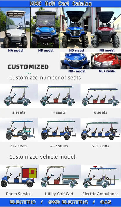 4WD off-Road Lifted Electric Golf Mini Adult Vehicle Car UTV Cart Utility Hunting Electric Golf Cart