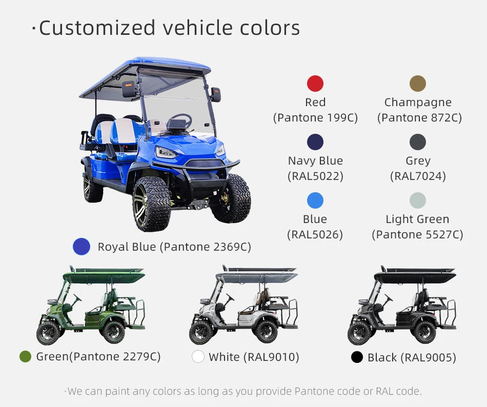 Manufacturer Customizable Electric Golf Cart With 10 Inch Screen Touch 60V Lithium Battery Street Legal Golf Cart Rapid Delivery