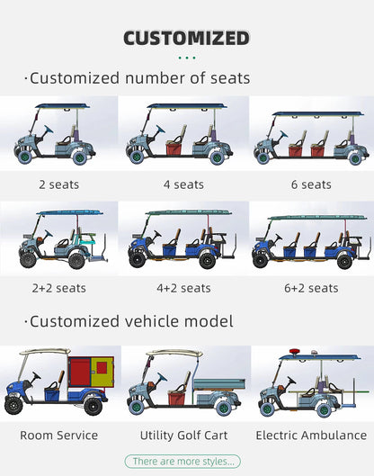 CE Certification New Utility Evolution Vehicles Electric Buggy Hunting 48/72V Lithium Battery Golf Car 4 Seat Golf Cart
