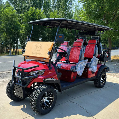 Wholesale China Color Logo Custom Club 4 Seats Car Electric and Gaso Golf Carts Electric Powered Red 2+2 Seats for Sale